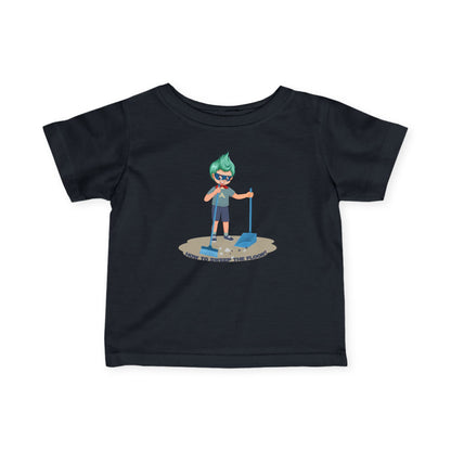 Infant Fine Jersey Tee - Super kiddo sweeping floor - [[{"value":"Wonderwear Kid"}]]