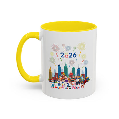 Accent Coffee Mug - Happy new year with fireworks - [[{"value":"Wonderwear Kid"}]]