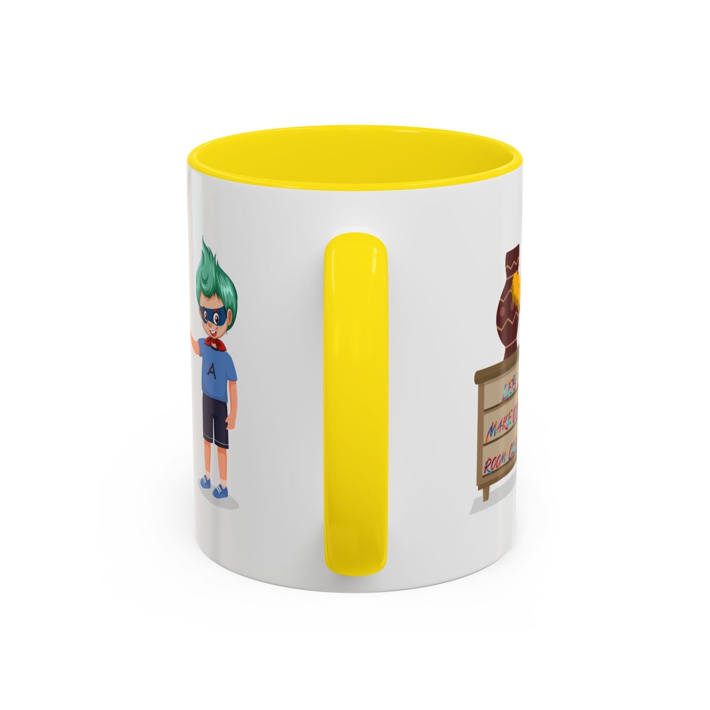 Accent Coffee Mug - Super kiddo cleaning a vase