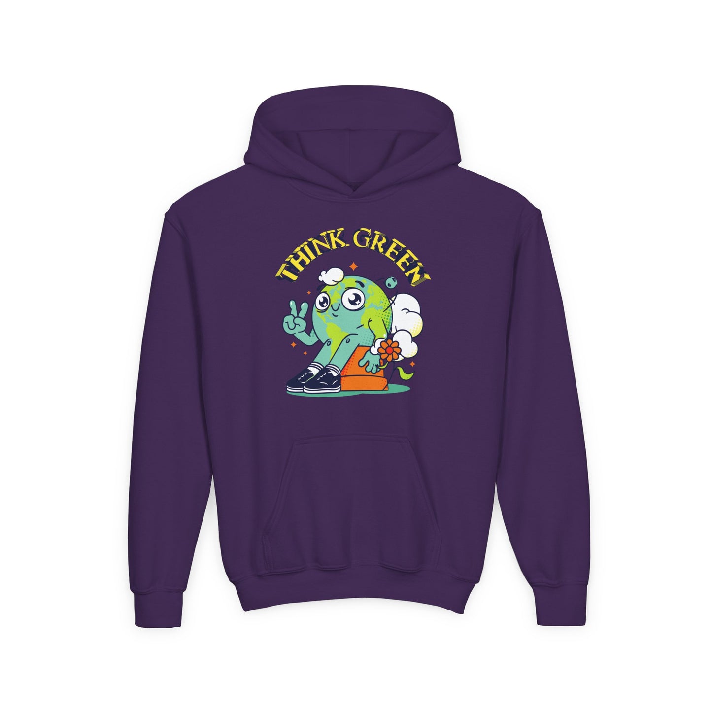 Youth Heavy Blend Hooded Sweatshirt - Think Green' Design