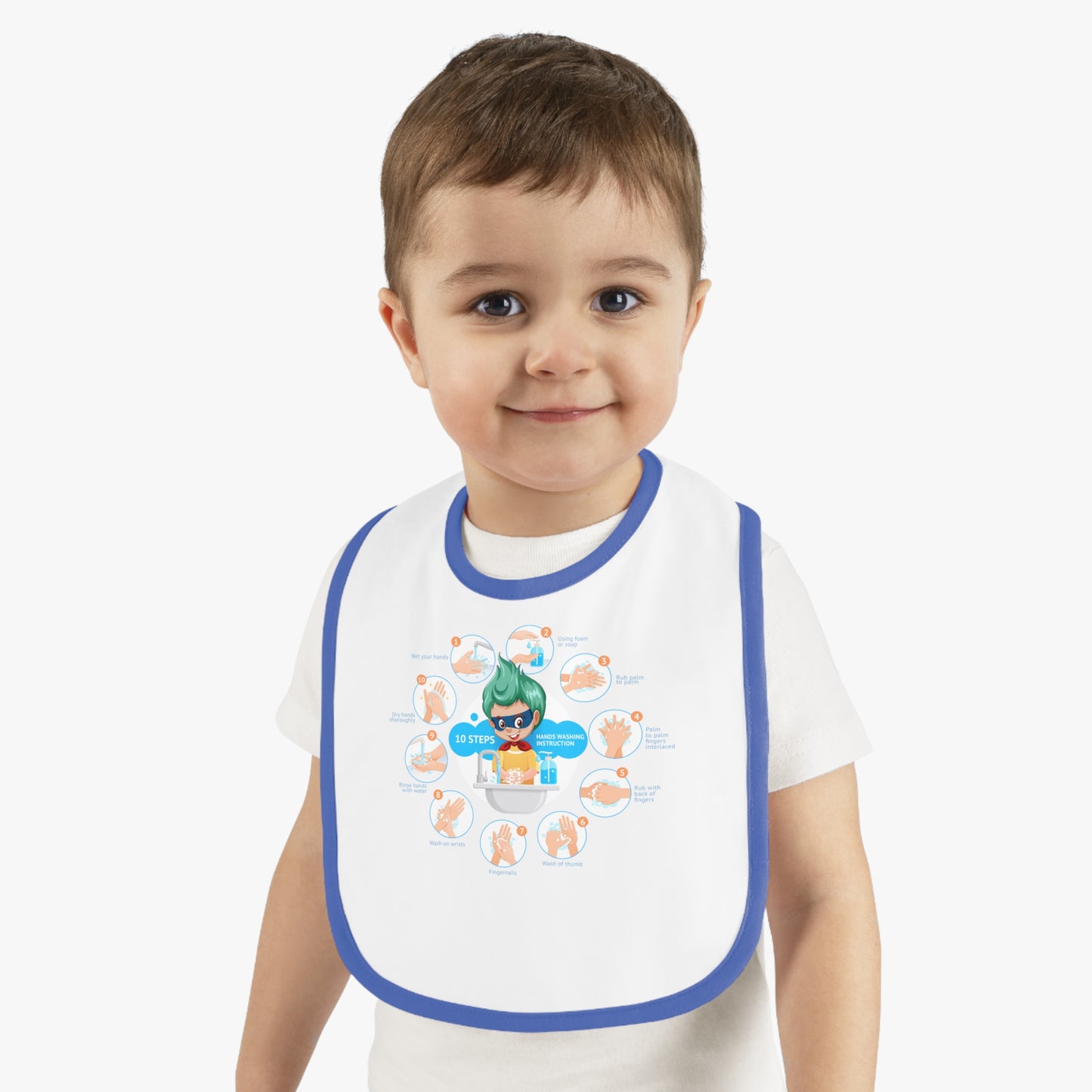 Baby Bib - Super kiddo hand washing steps