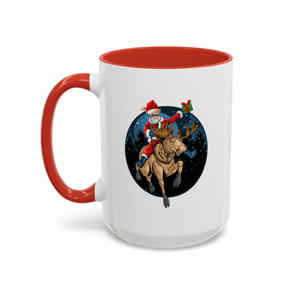 Accent Coffee Mug - Super kiddo riding a reindeer - [[{"value":"Wonderwear Kid"}]]