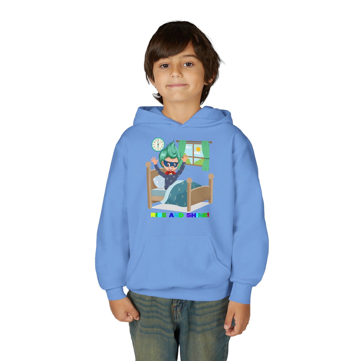 Youth Heavy Blend Hooded Sweatshirt - Super kiddo teaches us to wake up early