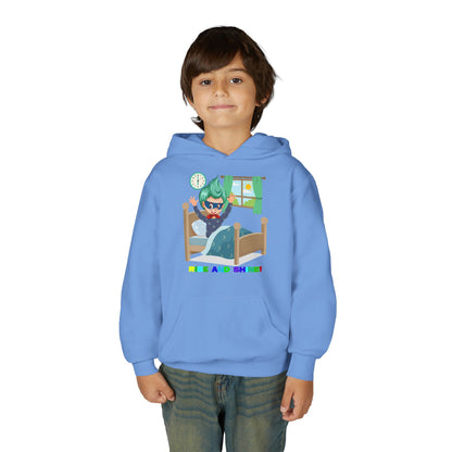 Youth Heavy Blend Hooded Sweatshirt - Super kiddo teaches us to wake up early - [[{"value":"Wonderwear Kid"}]]