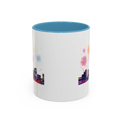 Accent Coffee Mug - Super kiddo with fireworks with text - [[{"value":"Wonderwear Kid"}]]