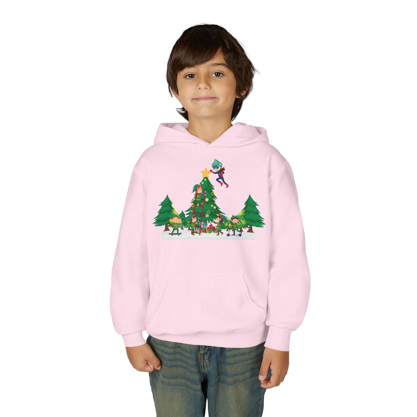 Youth Heavy Blend Hooded Sweatshirt - Super kiddo putting the stars
