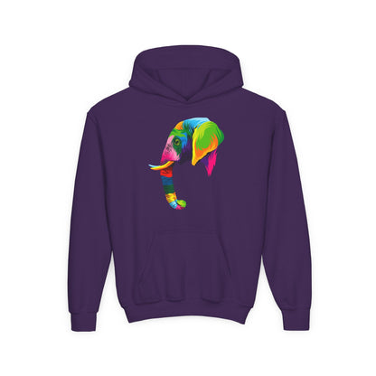 Youth hoodie with adorable elephant design Printify