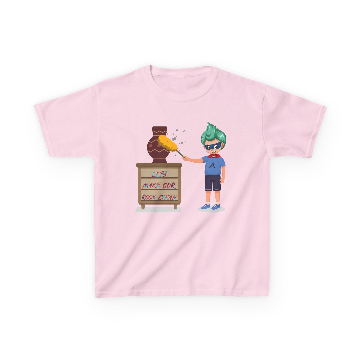 Kids Heavy Cotton™ Tee - Super kiddo cleaning a vase - [[{"value":"Wonderwear Kid"}]]