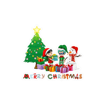 Christmas Kiss-Cut Vinyl Decals – Super kiddo preparing gifts - [[{"value":"Wonderwear Kid"}]]