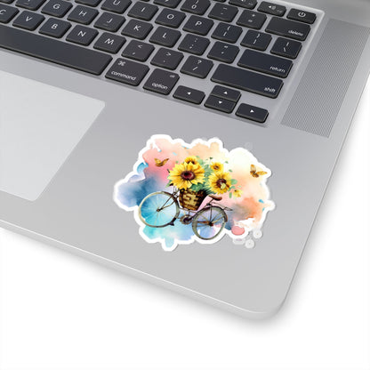Kiss-Cut Stickers - Flower Bicycle Printify