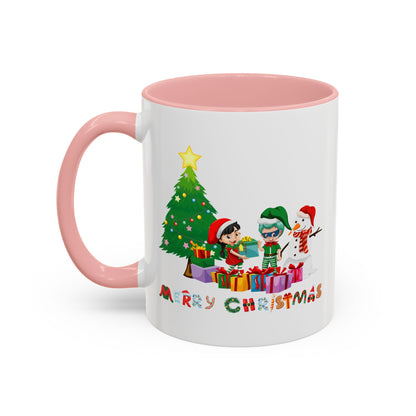 Accent Coffee Mug - Super kiddo preparing gifts - [[{"value":"Wonderwear Kid"}]]