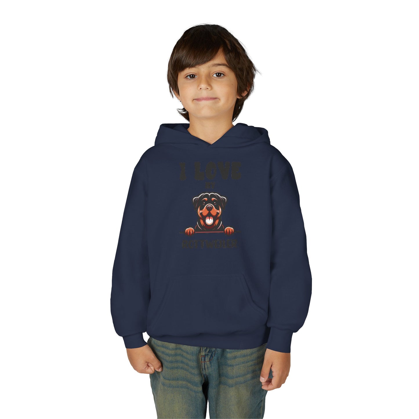 Youth Heavy Blend Hooded Sweatshirt - I love my Rottweiler