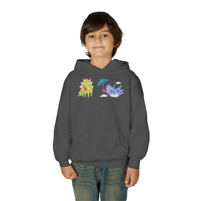 Youth Heavy Blend Hooded Sweatshirt - Monsters playing Printify