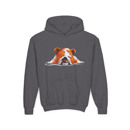 Youth Heavy Blend Hooded Sweatshirt -  Sleeping english bulldog Printify