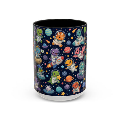Accent Coffee Mug (11/15 oz) - Cute Dinosaur Astronaut Space