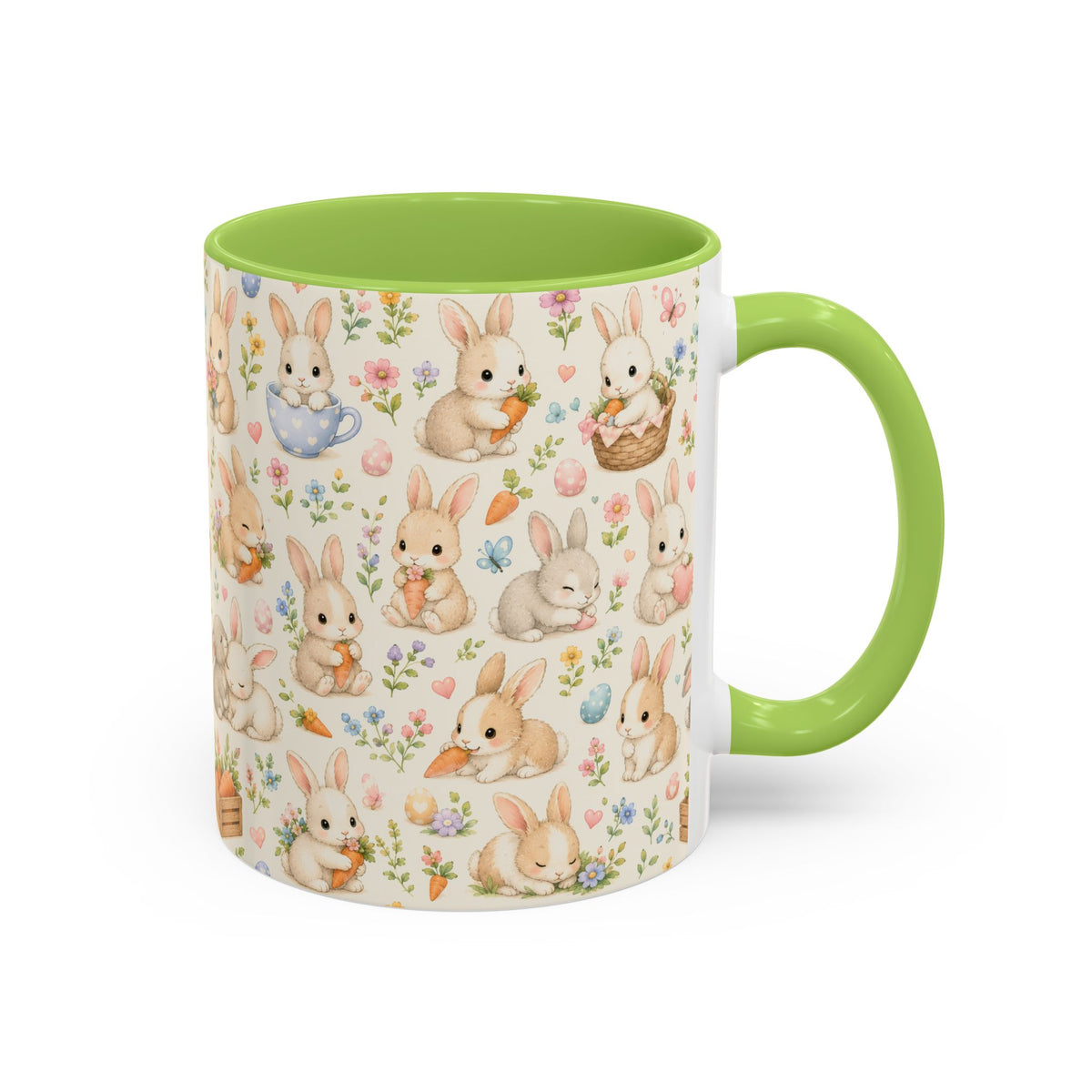 Accent Coffee Mug  (11/15 oz) - Pastel Bunny Garden Easter