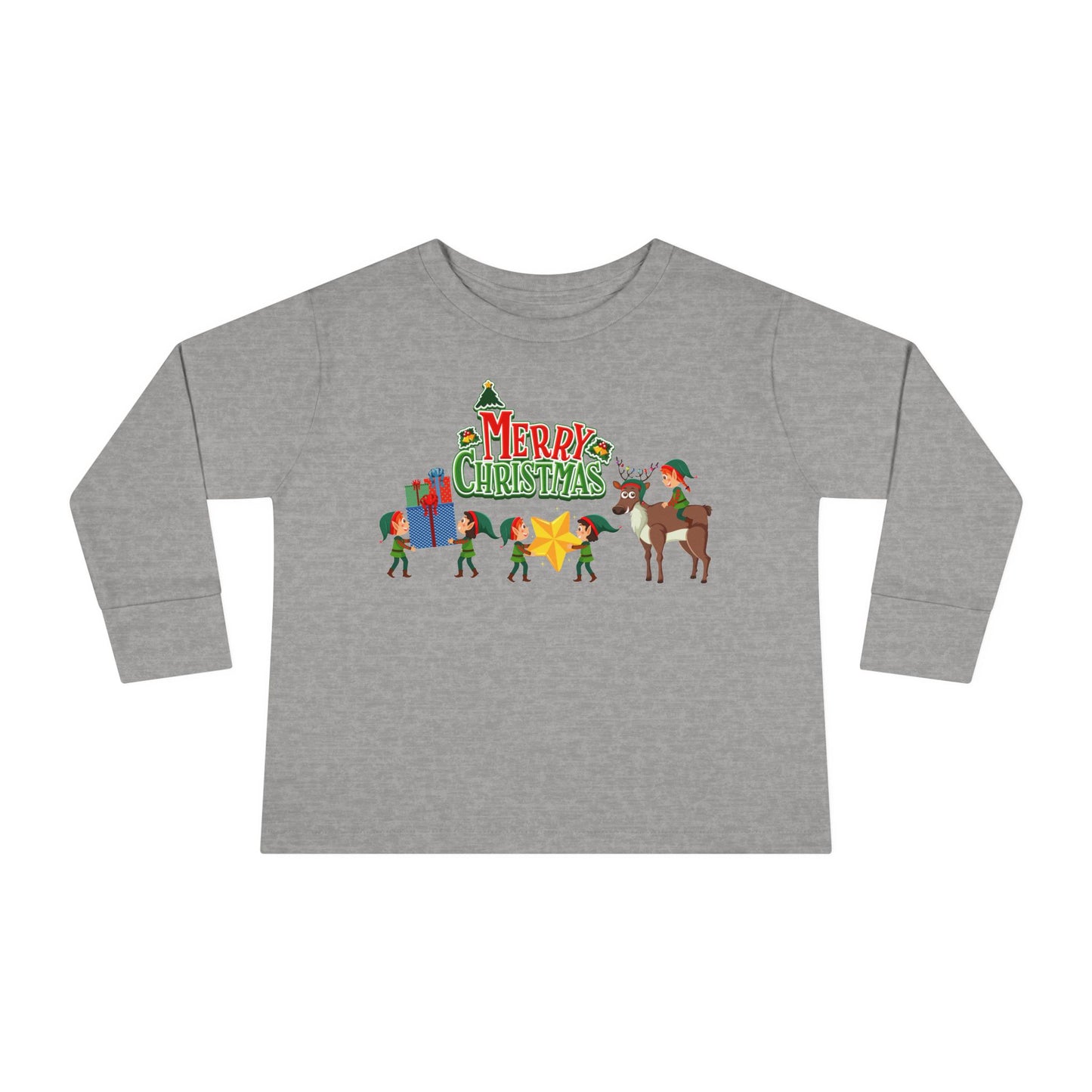 Toddler Long Sleeve Tee - Merry christmas and reindeer - [[{"value":"Wonderwear Kid"}]]