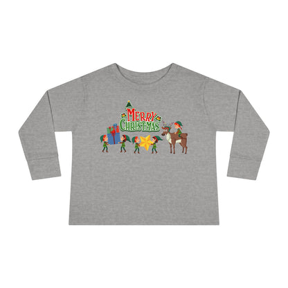 Toddler Long Sleeve Tee - Merry christmas and reindeer - [[{"value":"Wonderwear Kid"}]]
