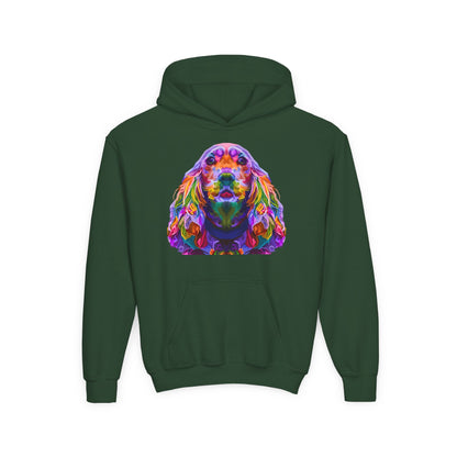 Youth hoodie with adorable golden retriever design Printify