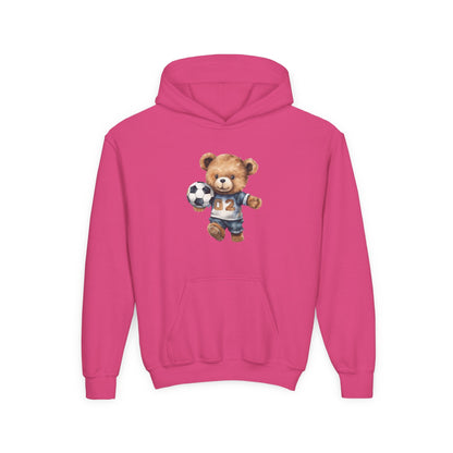 Kids Soccer Bear Hoodie Printify