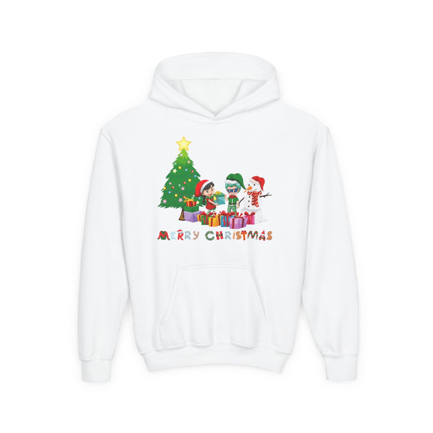 Youth Heavy Blend Hooded Sweatshirt - Super kiddo preparing gifts