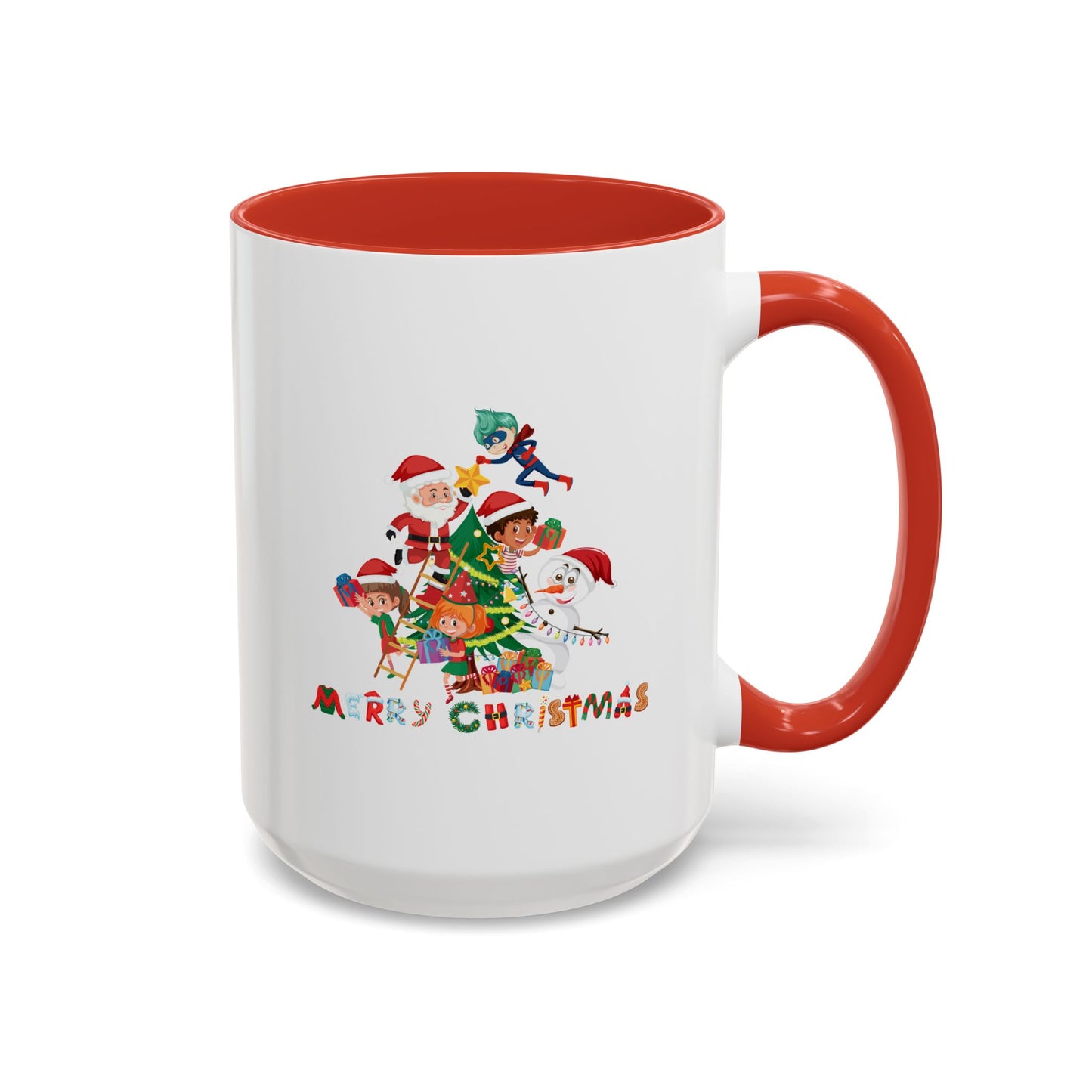 Accent Coffee Mug - Super kiddo making christmas tree with text