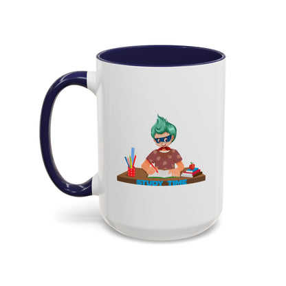 Accent Coffee Mug - Super kiddo studying - [[{"value":"Wonderwear Kid"}]]