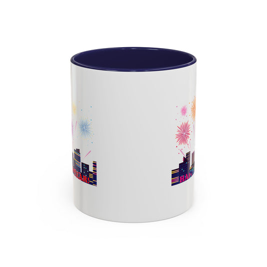 Accent Coffee Mug - Super kiddo with fireworks with text - [[{"value":"Wonderwear Kid"}]]