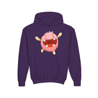Youth Heavy Blend Hooded Sweatshirt - Baby pink monster Printify