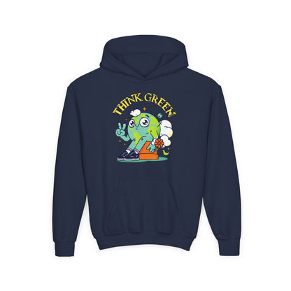 Youth Heavy Blend Hooded Sweatshirt - Think Green Design Printify