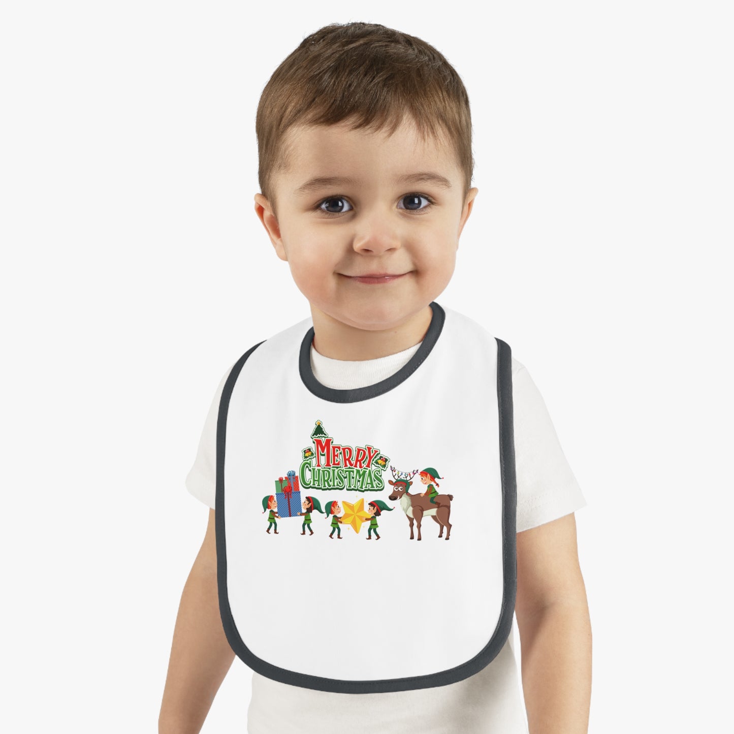 Baby Bib - Merry christmas and reindeer