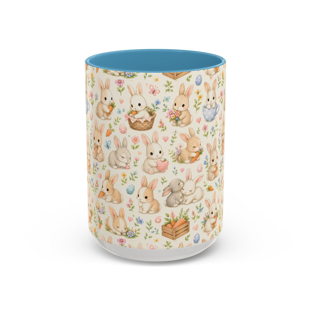 Accent Coffee Mug  (11/15 oz) - Pastel Bunny Garden Easter