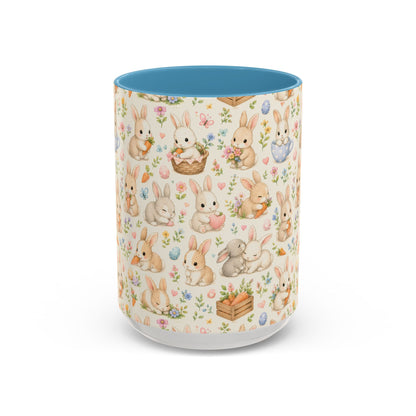 Accent Coffee Mug  (11/15 oz) - Pastel Bunny Garden Easter