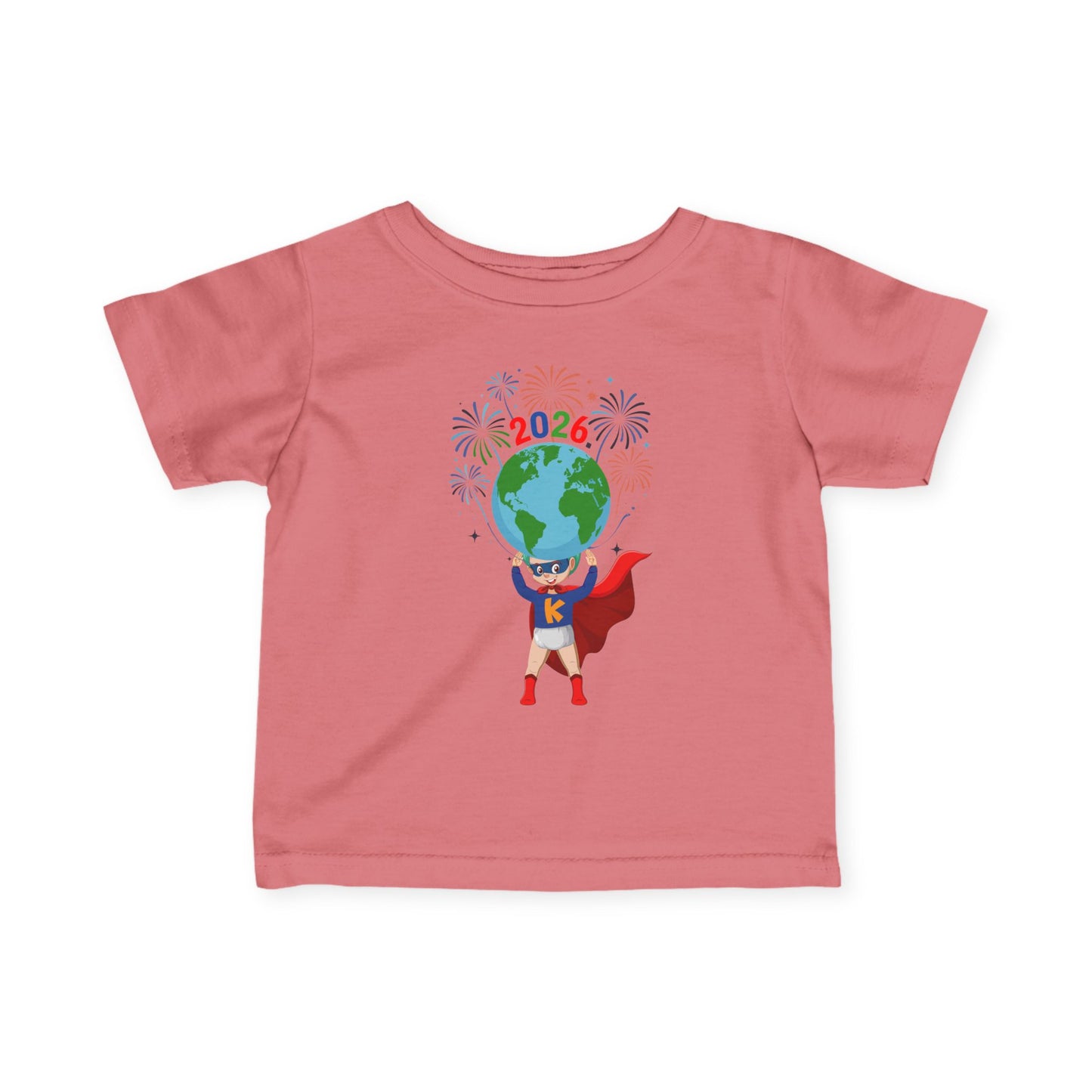 Infant Fine Jersey Tee - Super kiddo holding globe - [[{"value":"Wonderwear Kid"}]]