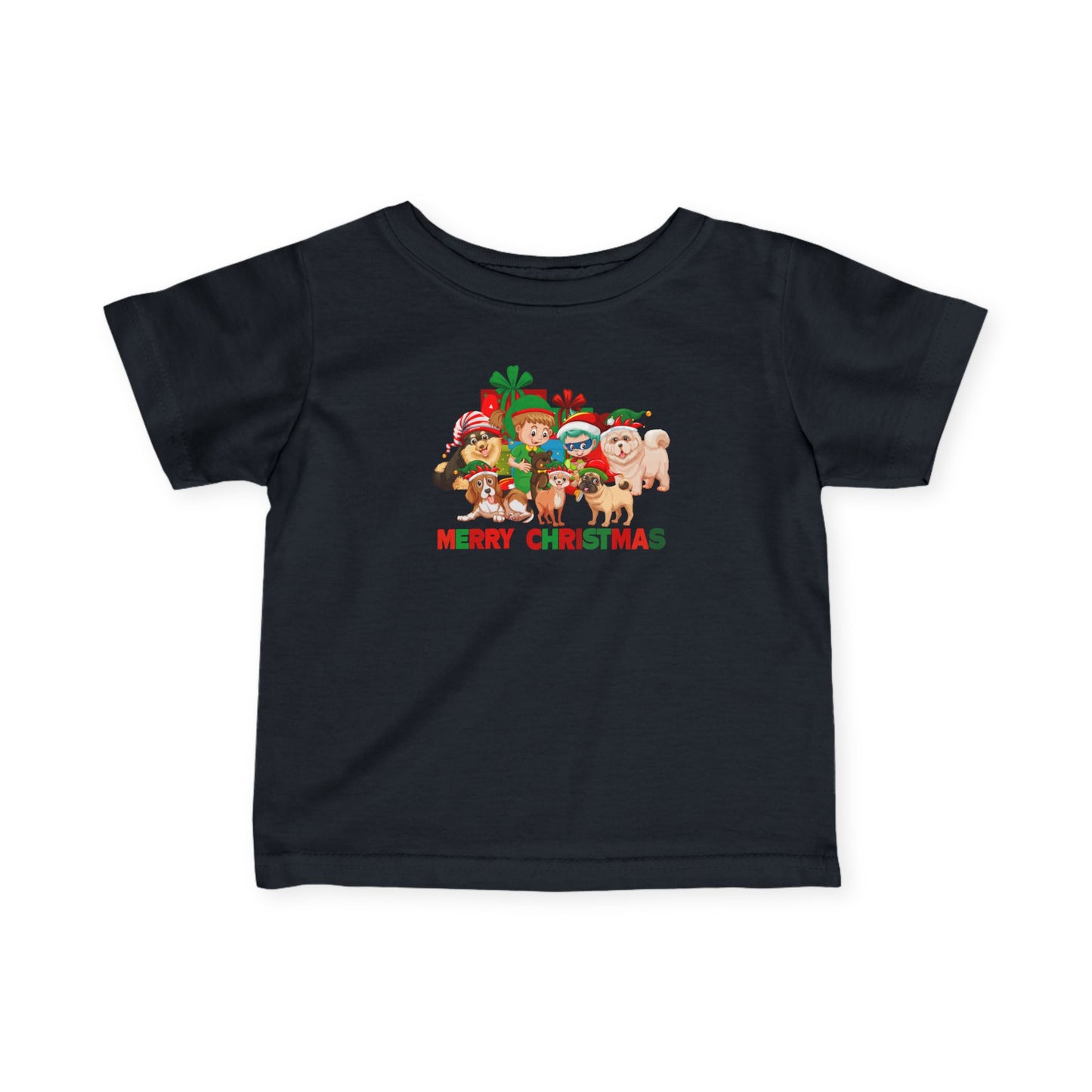 Infant Fine Jersey Tee - Christmas with super kiddo pet friends with text - [[{"value":"Wonderwear Kid"}]]