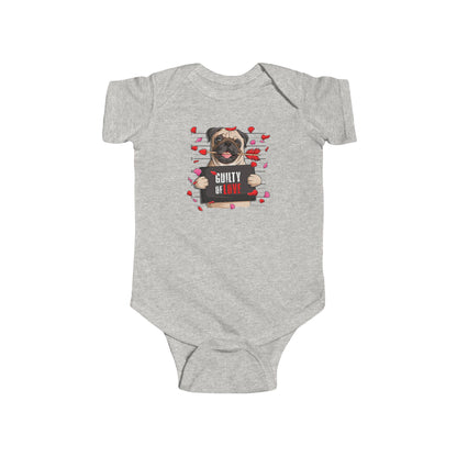 Infant Fine Jersey Bodysuit - Valentines -  Pug Guilty of love - [[{"value":"Wonderwear Kid"}]]