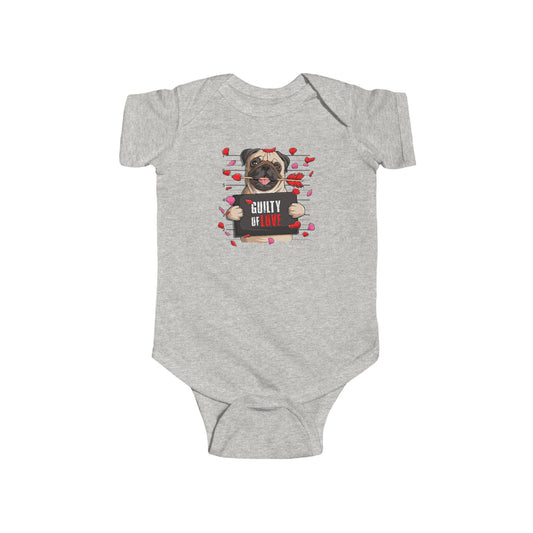 Infant Fine Jersey Bodysuit - Valentines -  Pug Guilty of love - [[{"value":"Wonderwear Kid"}]]