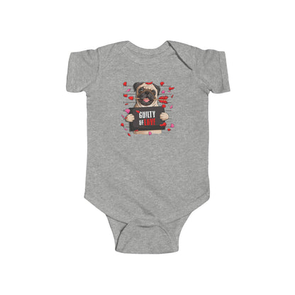 Infant Fine Jersey Bodysuit - Valentines -  Pug Guilty of love - [[{"value":"Wonderwear Kid"}]]