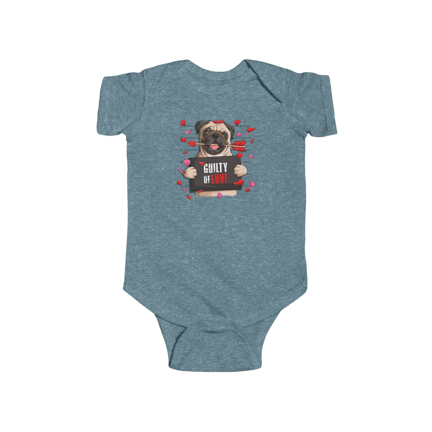 Infant Fine Jersey Bodysuit - Valentines -  Pug Guilty of love - [[{"value":"Wonderwear Kid"}]]