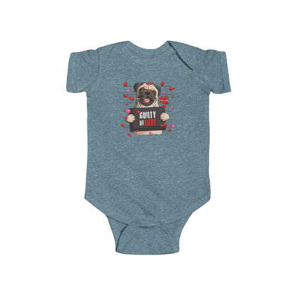 Infant Fine Jersey Bodysuit - Valentines -  Pug Guilty of love - [[{"value":"Wonderwear Kid"}]]