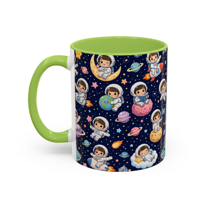 Accent Coffee Mug  (11/15 oz) - Kawaii Astronauts in a Starry Space Adventure