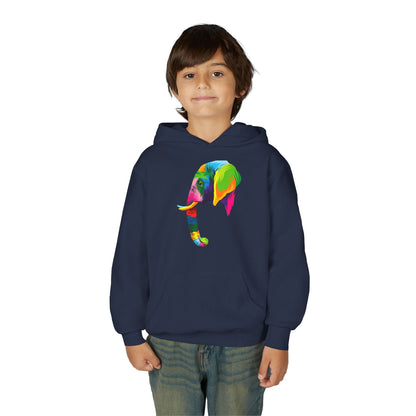 Youth hoodie with adorable elephant design Printify