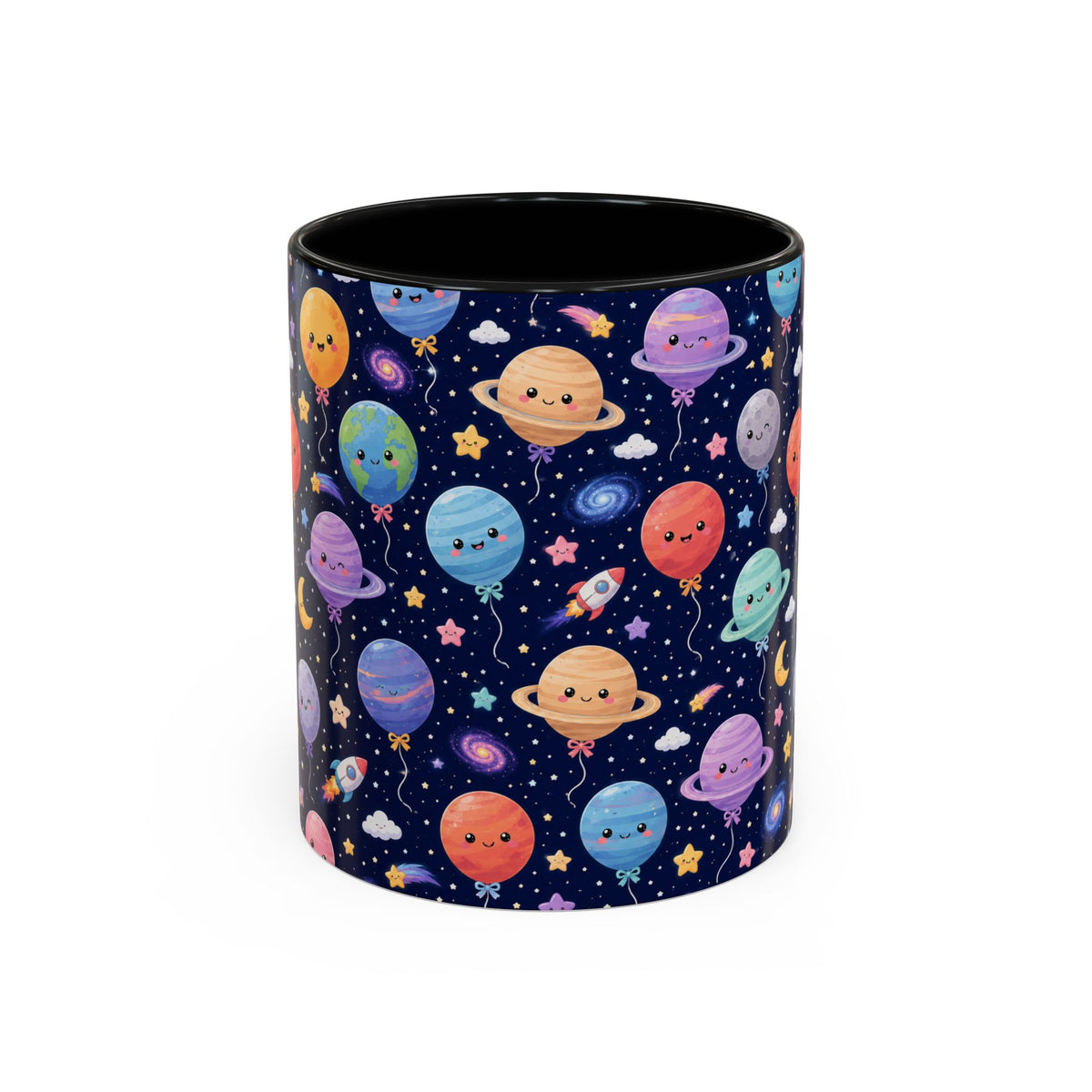 Accent Coffee Mug (11/15 oz) - Kawaii Space Balloon Planet