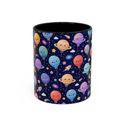 Accent Coffee Mug (11/15 oz) - Kawaii Space Balloon Planet