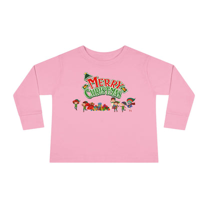 Toddler Long Sleeve Tee - Merry christmas from super friends - [[{"value":"Wonderwear Kid"}]]