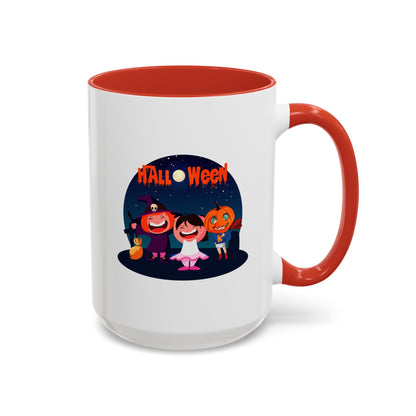 Accent Coffee Mug - Super kiddo wearing pumpkin - [[{"value":"Wonderwear Kid"}]]