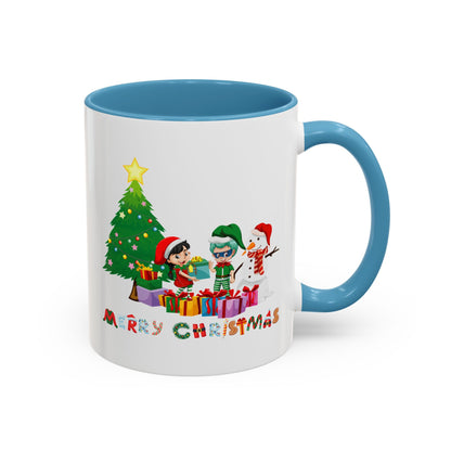 Accent Coffee Mug - Super kiddo preparing gifts - [[{"value":"Wonderwear Kid"}]]