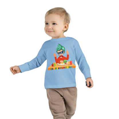 Toddler Long Sleeve Tee - Super kiddo eating healthy breafast - [[{"value":"Wonderwear Kid"}]]