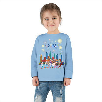 Toddler Long Sleeve Tee - Happy new year with fireworks - [[{"value":"Wonderwear Kid"}]]