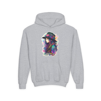 Youth Heavy Blend Hooded Sweatshirt - Beautiful Bohemian Floral Printify
